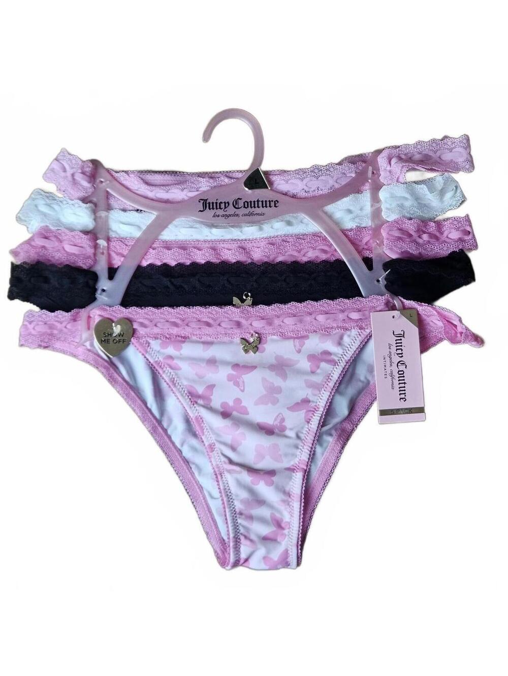 Juicy Couture Butterfly Charm Bikini Panty 5 Pack Multicolor Size Large NWT E/34